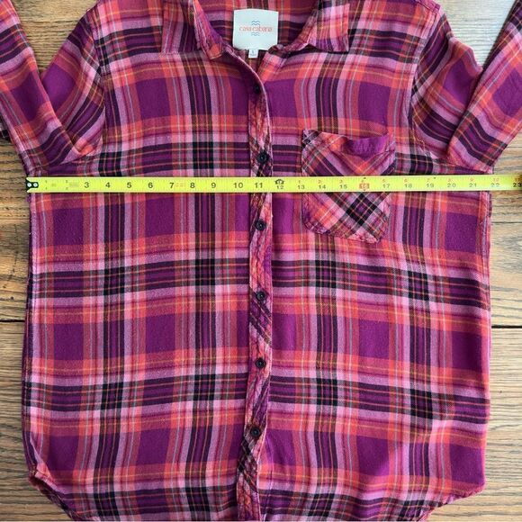 Casa Cabana Button Front Plaid Top Blouse Long Sleeve Rayon Soft! Women’s L - Picture 7 of 7